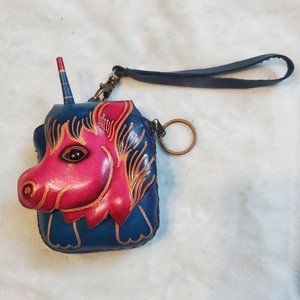 Handmade with Genuine Tanned Cowhide Leather Animal Coin Purse; Unicorn